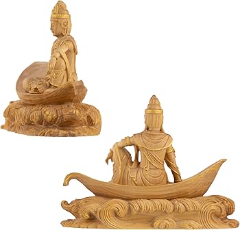 Amazon|極小仏 一葉観音 波台6.8cm(木製:ツゲ 金泥仕上)_観世音 Amazon|極小仏 一葉観音 波台6.8cm(木製:ツゲ 金泥仕上)_観世音